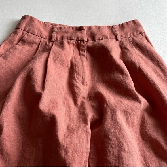Asos Tailored Linen Culotte In Salmon Pink Cropped Size 4 - Picture 3 of 12